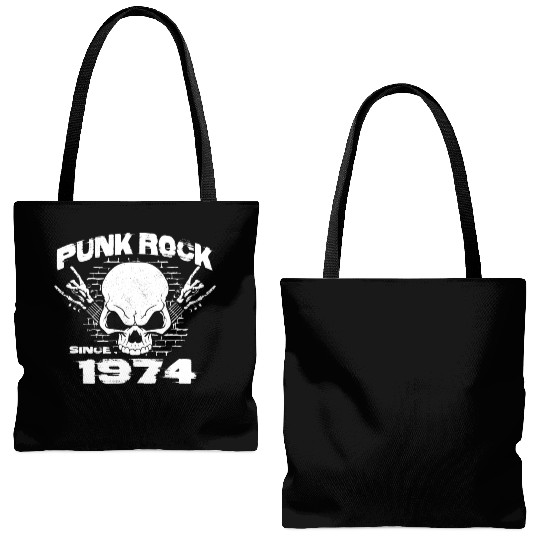 Punk Rock Since 1974 - Skull Rock Hands 50th Tote Bags (AOP)