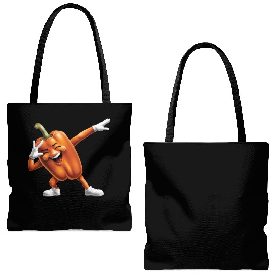 Orange Bell Pepper Dabbing Realistic Tote Bags (AOP)
