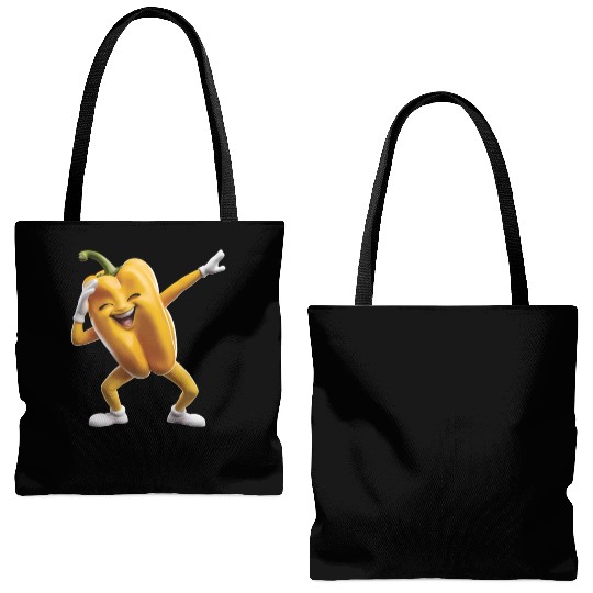 Yellow Bell Pepper Dabbing Realistic Tote Bags (AOP)