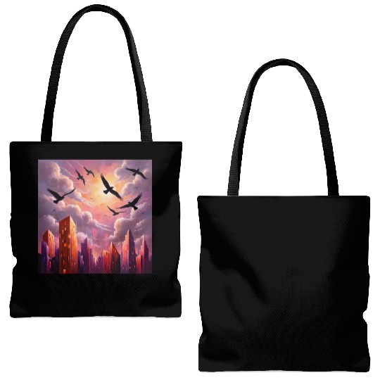 Geometric Twilight City Tote Bags (AOP)