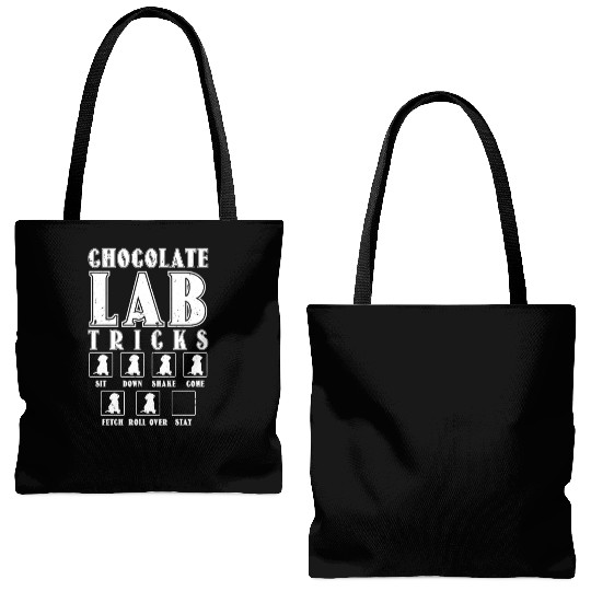 Brown Labrador CHOCOLATE LAB TRICKS Stubborn Tote Bags (AOP)