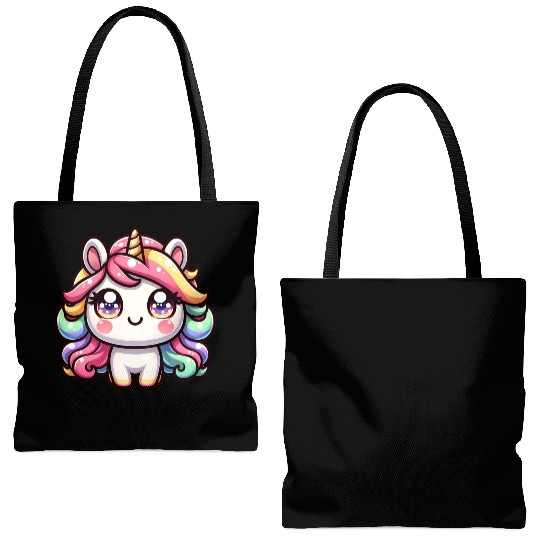 Cute chibi Unicorn with colorful hair Tote Bags (AOP)