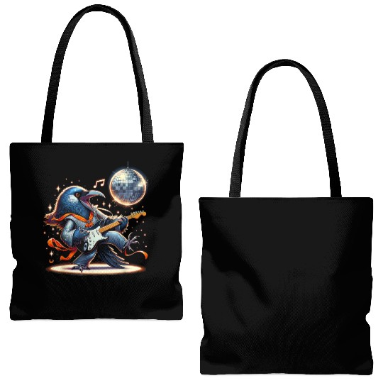 Disco Ball Guitar Raven Tote Bags (AOP)