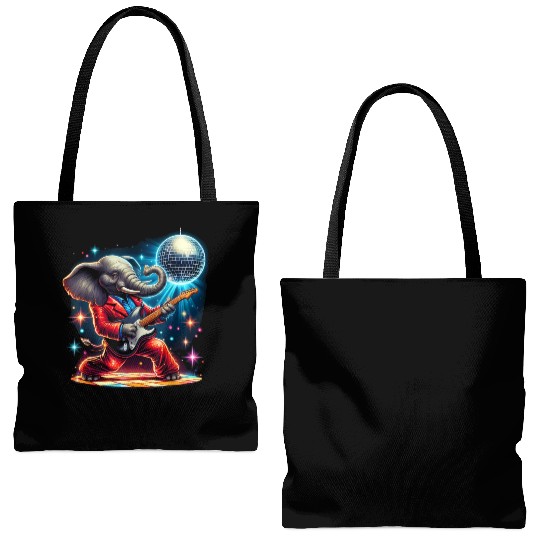 Disco Ball Guitar Elephant Tote Bags (AOP)