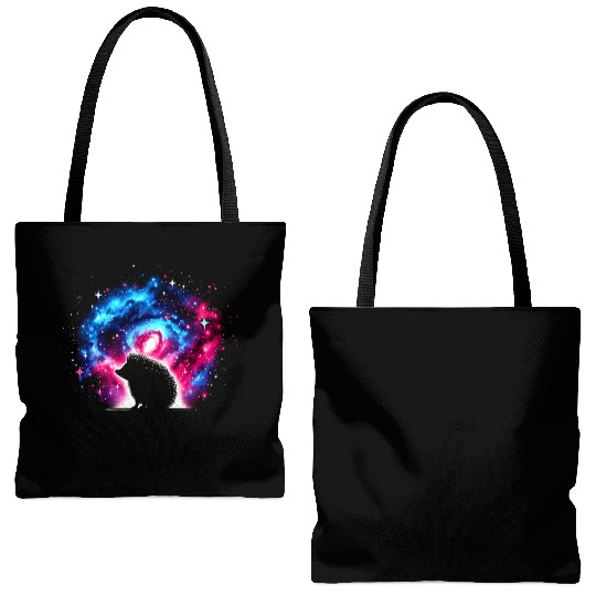 Cool Hedgehog Galaxy Space Art Tote Bags (AOP)