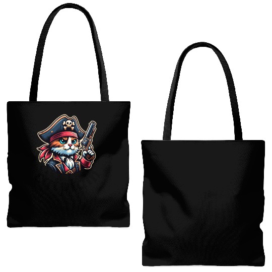 Captain Cat Catptain Funny Pet Pirate Animal Tote Bags (AOP)
