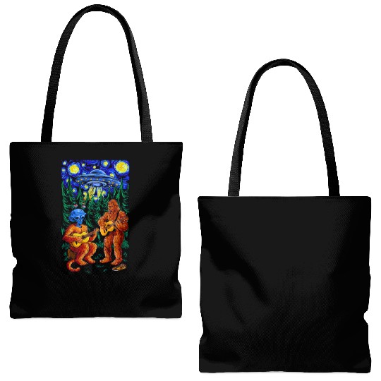UFO Bigfoot Sasquatch Camping Playing Tote Bags (AOP)
