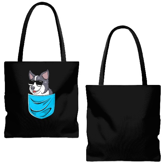 Funny Dog Border Collie Wearing Sunglasses Tote Bags (AOP)