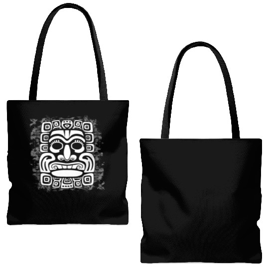 Maya God Mayan Mythology Kauil Mask Tote Bags (AOP)