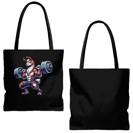 Llama Alpaca Barbell Weightlifting Workout Tote Bags (AOP)