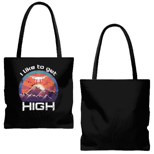 Drone FPV racing mountains retro vintage sunset Tote Bags (AOP)