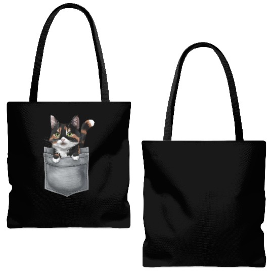 Japanese Bobtail Cat In Pocket Tote Bags (AOP)