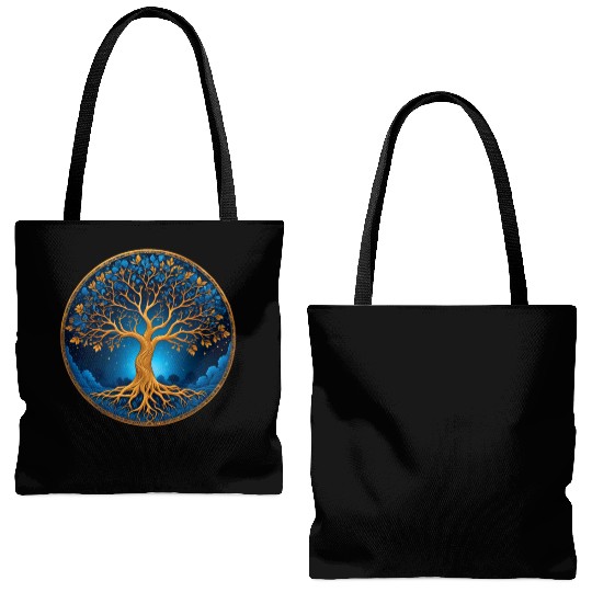 Irish Nordic Celtic Tree of Life Yggdrasil Tote Bags (AOP)
