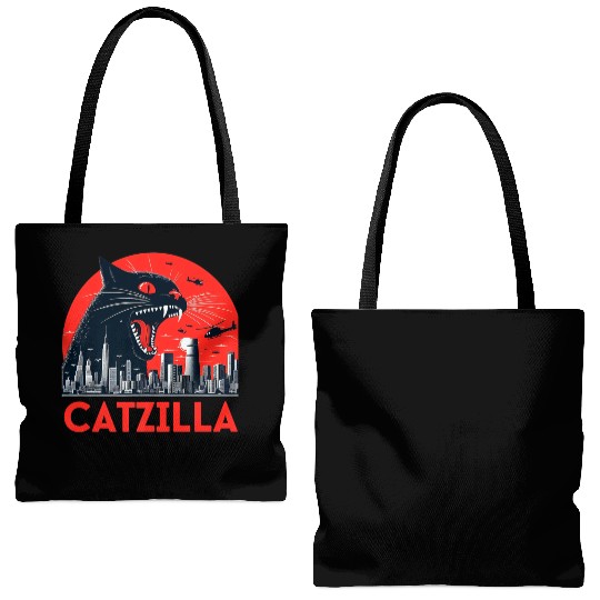 Catzilla Cat Japanese Premium Tote Bags (AOP)