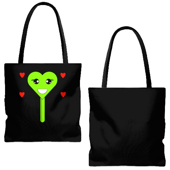 Cuttie Green Lollipop Tote Bags (AOP)