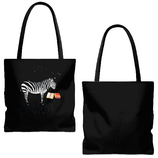 Funny My zebra Ate My Homework Animal Book Lover Tote Bags (AOP)