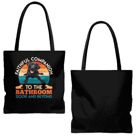 Labrador FAITHFUL COMPANION to Bathroom Door Tote Bags (AOP)