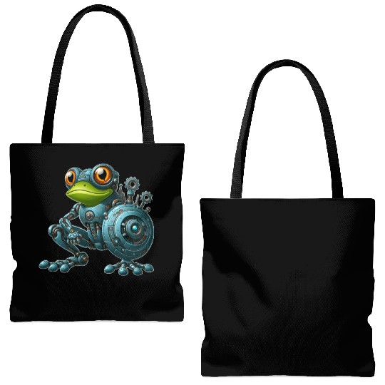 Cyborg Frog Toad Newt Robot Mech Design Tote Bags (AOP)