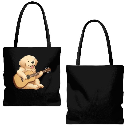 Golden Retriever playing guitar Tote Bags (AOP)