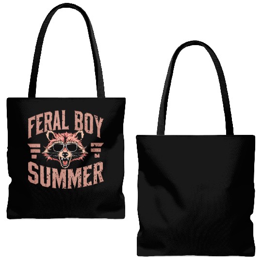 Feral Boy Summer Tote Bags (AOP) Funny Trash Panda Raccoon