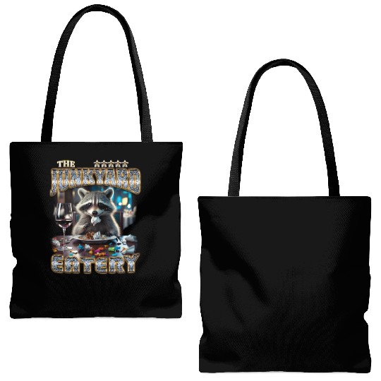 The Junkyard Eatery Funny Raccoon Bootleg Tote Bags (AOP)