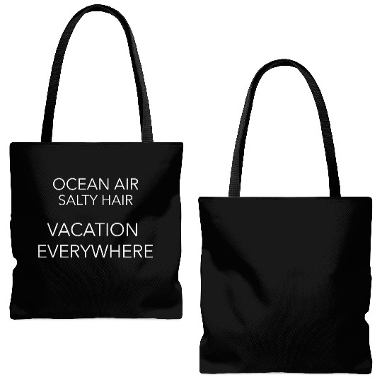 Ocean Air Salty Hair Vacation Everywhere Tote Bags (AOP)