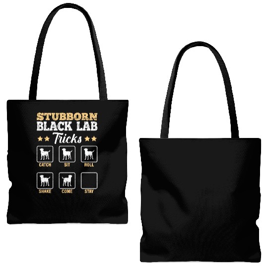 Labrador STUBBORN BLACK LAB TRICKS Labrador Tote Bags (AOP)