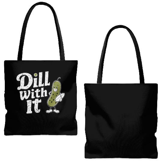 Dill With It Funny Pickle Character Tote Bags (AOP)