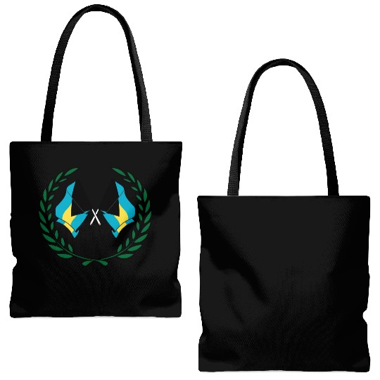 Flags Bahamas in laurel wreath Tote Bags (AOP)