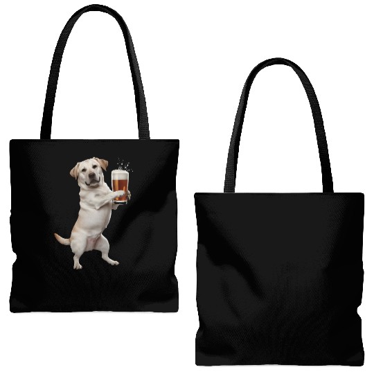 Labrador Drinking Beer Realistic Tote Bags (AOP)