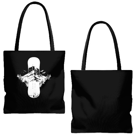 Snowboarding Sketch Tote Bags (AOP)