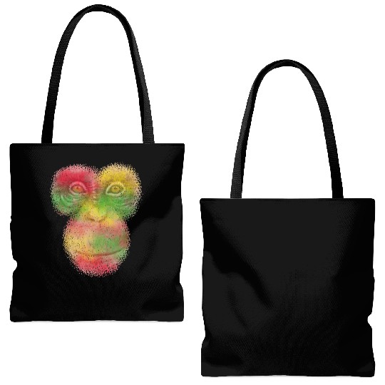 Colorful Retro Monkey Face Tote Bags (AOP) - Funny Monkey