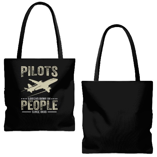 Pilots Looking Down On People Funny Aviation Airpl Tote Bags (AOP)