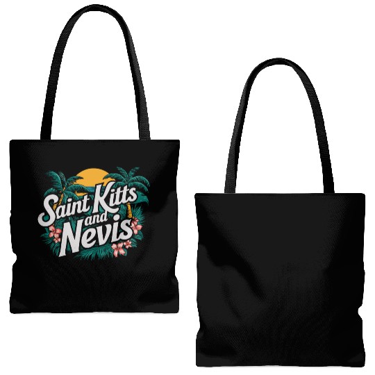 Saint Kitts And Nevis Souvenir Tropical Paradise Tote Bags (AOP)