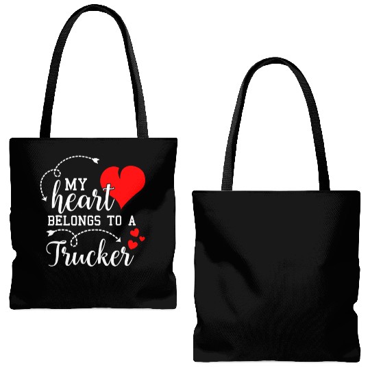 I Love My Trucker Husband Wife Gifts Valentines Tote Bags (AOP)