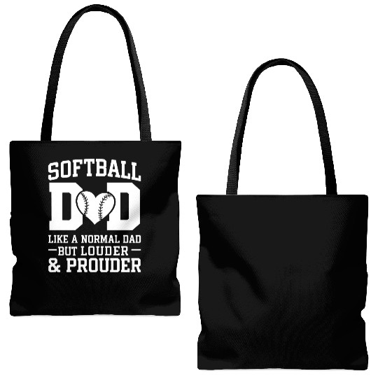 Louder Softball Dad Funny Daddy Father's Day Tote Bags (AOP)