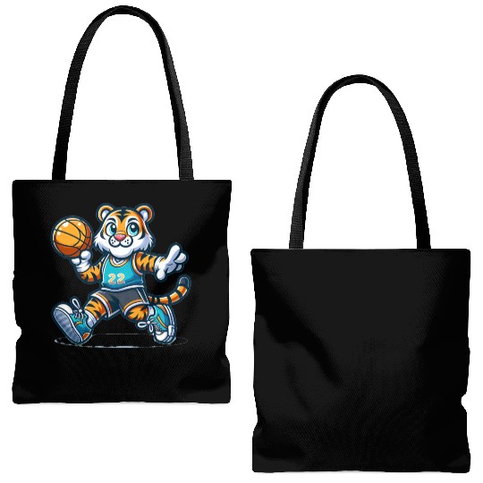 Cute Basketball Player Tiger Tote Bags (AOP)