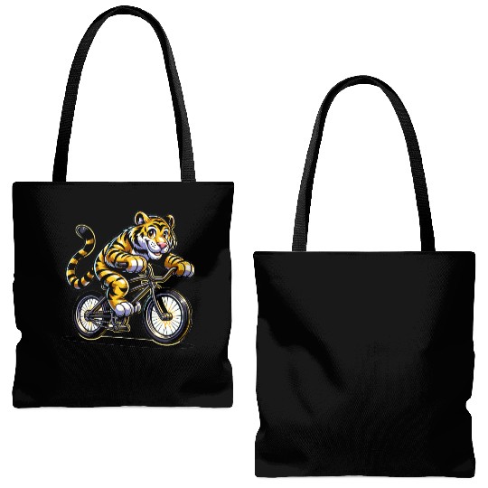 Cute Cyclist Tiger Tote Bags (AOP)