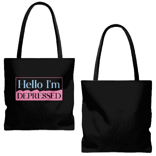 Hello I’m Depressed Tote Bags (AOP)