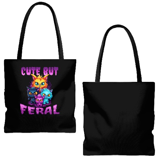 Cute but Feral! Wild Cat Party Concert Cat Lovers Tote Bags (AOP)