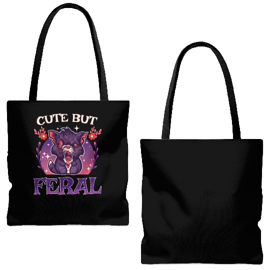 Cute but Feral! Wild Cat Party Concert Cat Lovers Tote Bags (AOP)