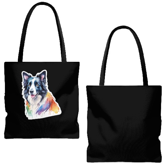 Border Collie Watercolor Tote Bags (AOP)