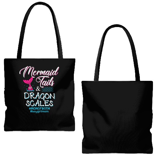 Womens Mermaid Tails and Dragon Scales Mom of Both Tote Bags (AOP)