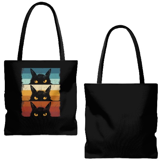 Cat Lover Grumpy Black Kitten Cat Mom Cat Dad Tote Bags (AOP)