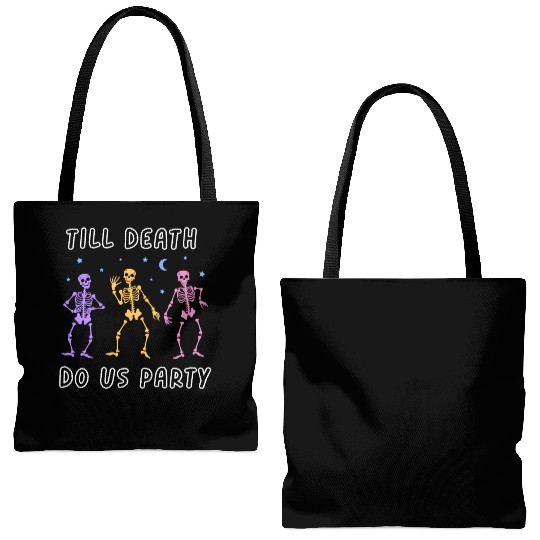 Til Death Do Us Party Halloween Dancing Skeleton Tote Bags (AOP)