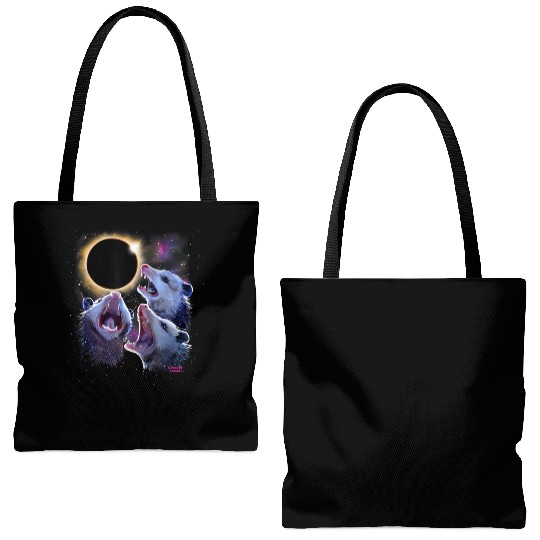 Opossums Howling Eclipse Possum Tote Bags (AOP)