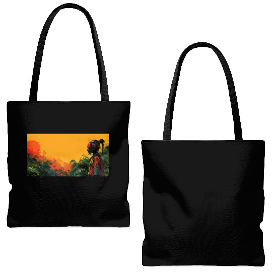 Digital Warrior: Tropical Twilight Tote Bags (AOP)