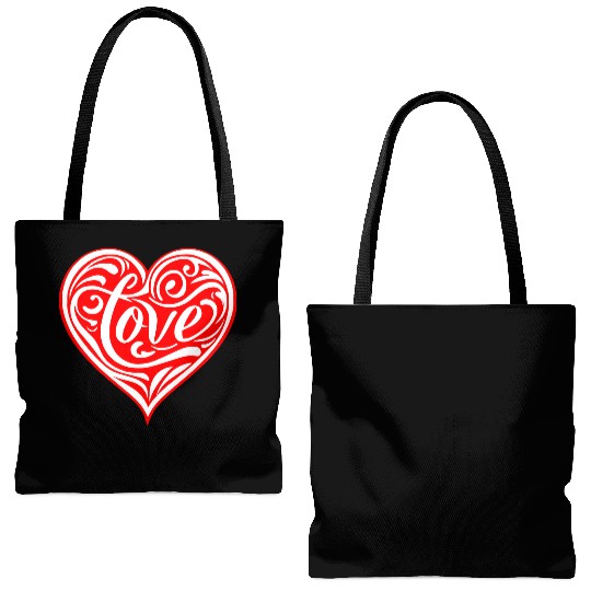 Tribal Love Heart LIKE US ON FACEBOOK # Tote Bags (AOP)