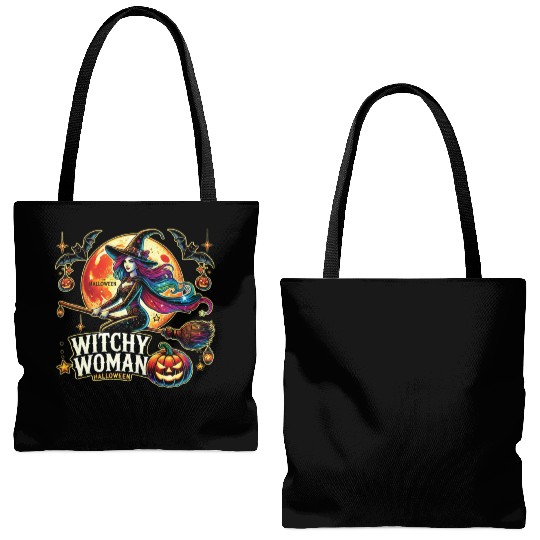 Couple Halloween Husband Witchy Woman Halloween Tote Bags (AOP)