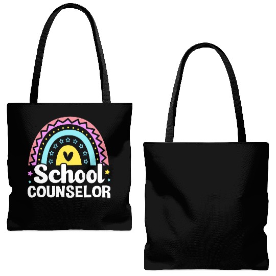 Cute Rainbow Counseling Awareness School Counselor Tote Bags (AOP)